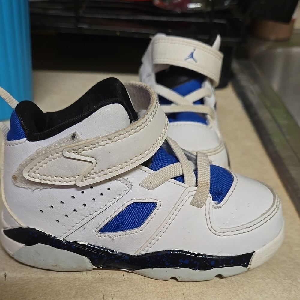Jordan High-Top White and Blue Sneakers